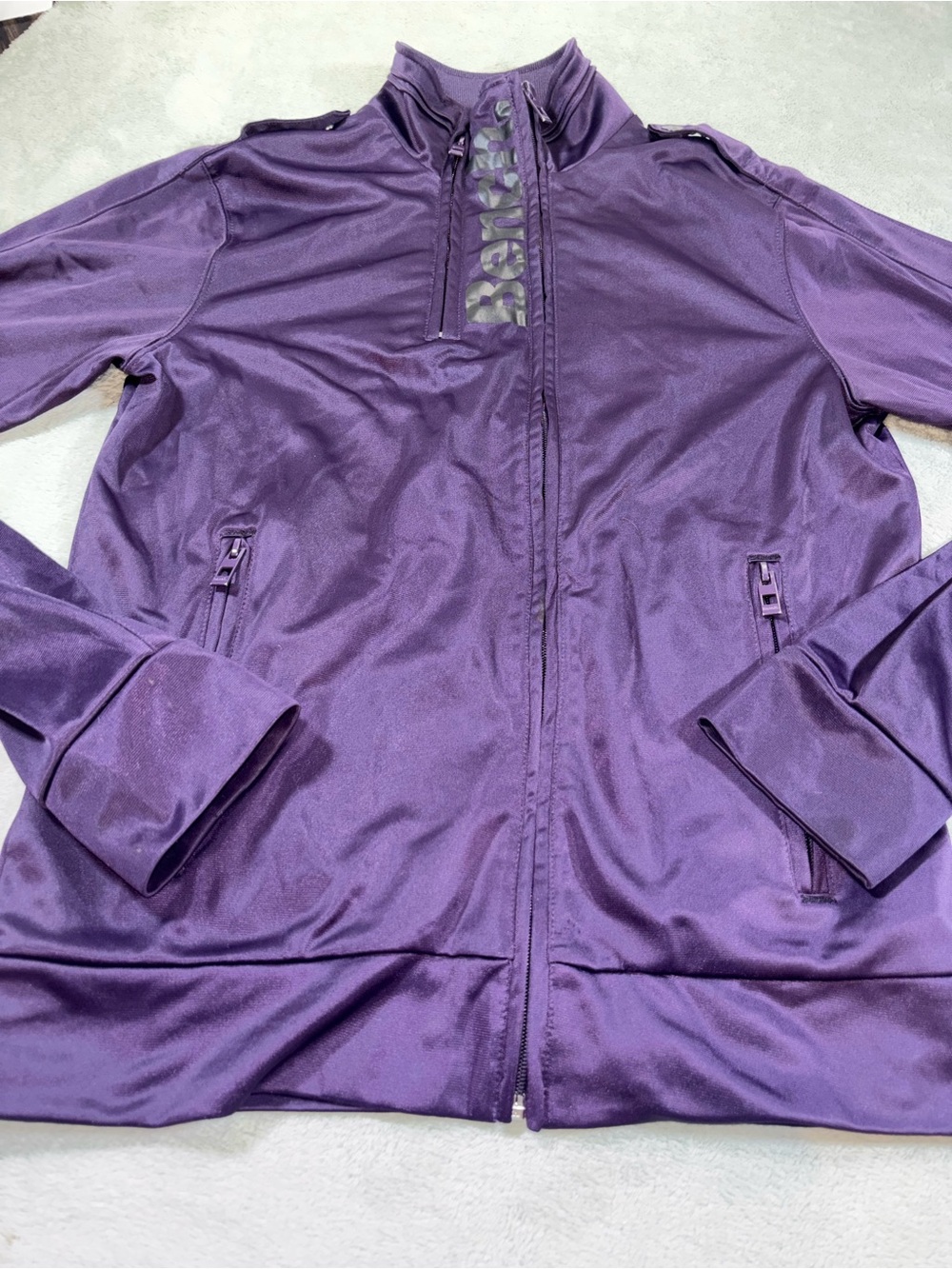 Bench Purple Full-Zip Track Jacket | Mock Neck Athletic Streetwear